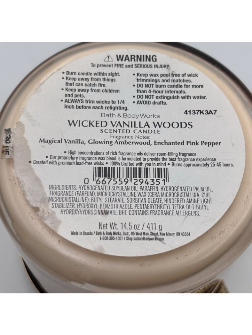 Bath & Body Works Wicked Vanilla Woods 3 Wick Candle Snake Lid 14.5 oz Halloween - Picture 5 of 16